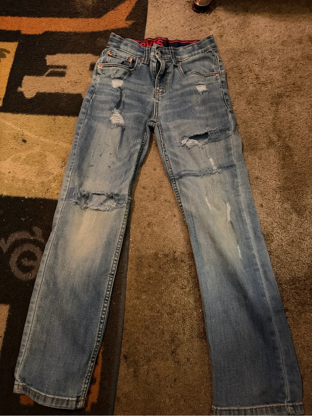 Levi's Light Blue Distressed Straight Jeans